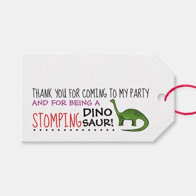 Dinosaur Party Thank You Favor Tag (Front (Horizontal))