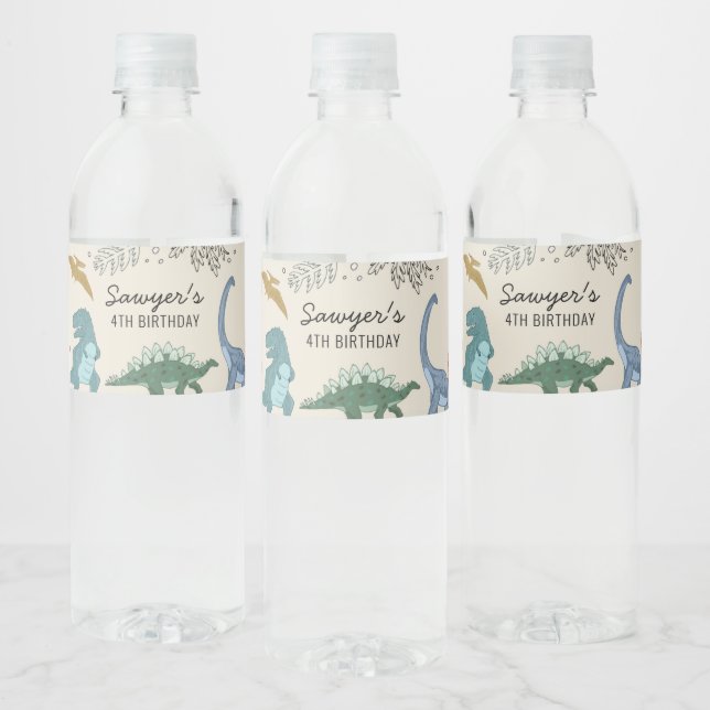 Dinosaur Party Water Bottle Label (Bottles)