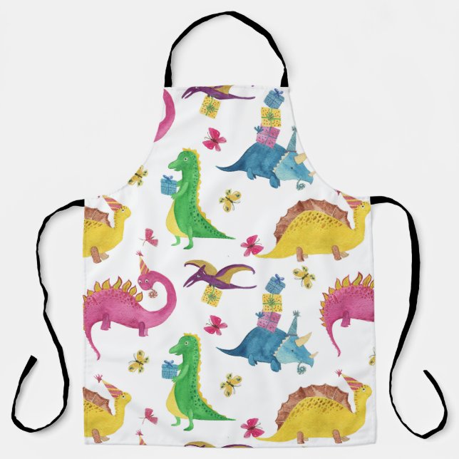 Dinosaur party: watercolor pattern. apron (Front)
