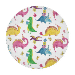 Dinosaur party: watercolor pattern. cutting board