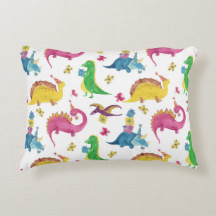 Dinosaur party: watercolor pattern. decorative cushion