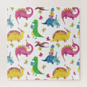 Dinosaur party: watercolor pattern. jigsaw puzzle