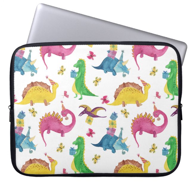 Dinosaur party: watercolor pattern. laptop sleeve (Front)