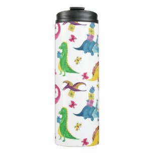 Dinosaur party: watercolor pattern. thermal tumbler