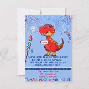 Dinosaur patriotic birthday, invitation