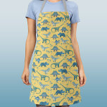 Dinosaur Pattern Apron<br><div class="desc">Lots of blue dinosaurs, Tyrannosaurus rex, Spinosaurus, Stegosaurus, Diplodocus and Triceratops.
Perfect for both carnivores and herbivores.</div>