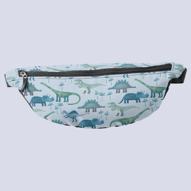Dinosaur Pattern Blue Bum Bags (Blue Dinosaur fun fanny pack)