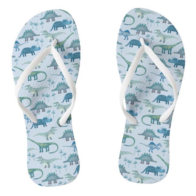 Dinosaur Pattern Blue Flip Flops (Footbed)