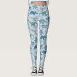 Dinosaur Pattern Blue Leggings<br><div class="desc">Cute whimsical dinosaurs on a mid blue background.</div>