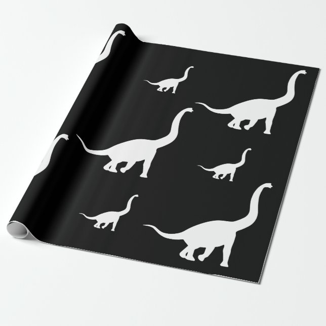 Dinosaur  Pattern Brachiosaurus Wrapping Paper (Unrolled)