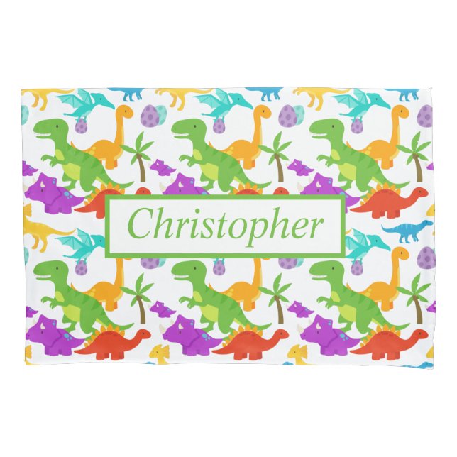 Dinosaur Pattern Colourful Pillowcase (Front)