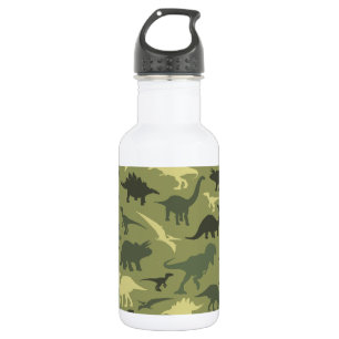 Dinosaur Pattern, Dinosaur Silhouette, Green Dino 532 Ml Water Bottle
