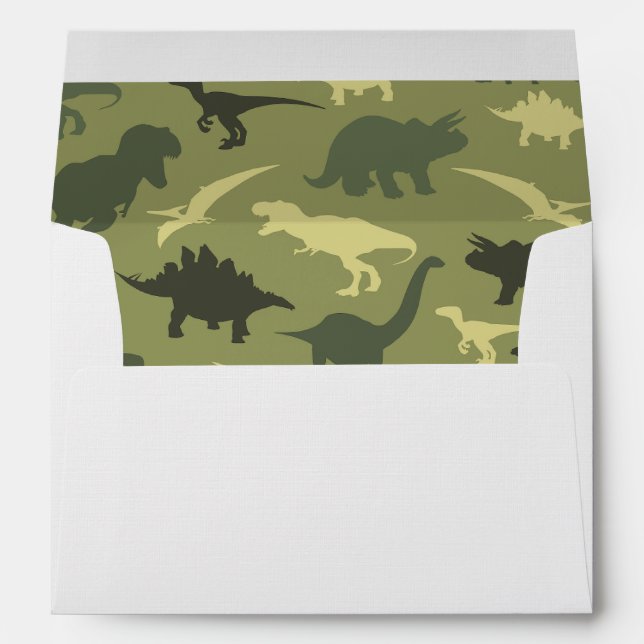 Dinosaur Pattern, Dinosaur Silhouette, Green Dino Envelope (Back (Bottom))