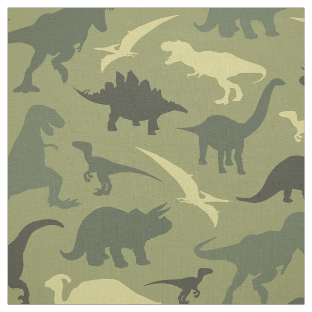 Dinosaur Pattern, Dinosaur Silhouette, Green Dino Fabric (Swatch)