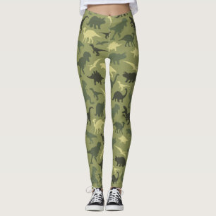 Dinosaur Pattern, Dinosaur Silhouette, Green Dino Leggings