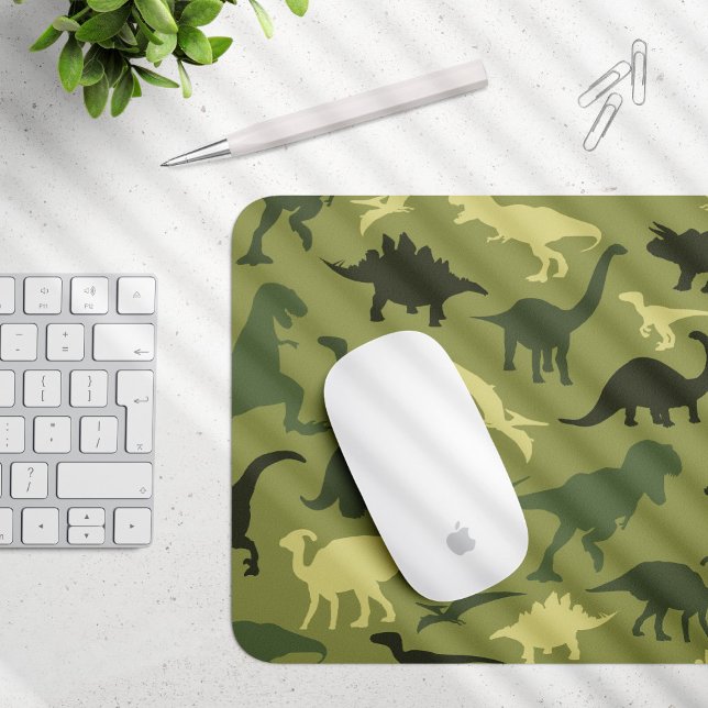 Dinosaur Pattern, Dinosaur Silhouette, Green Dino Mouse Mat (Creator Uploaded)