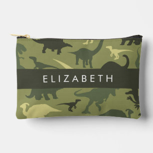 Dinosaur Pattern, Dinosaur Silhouette, Your Name Accessory Pouch