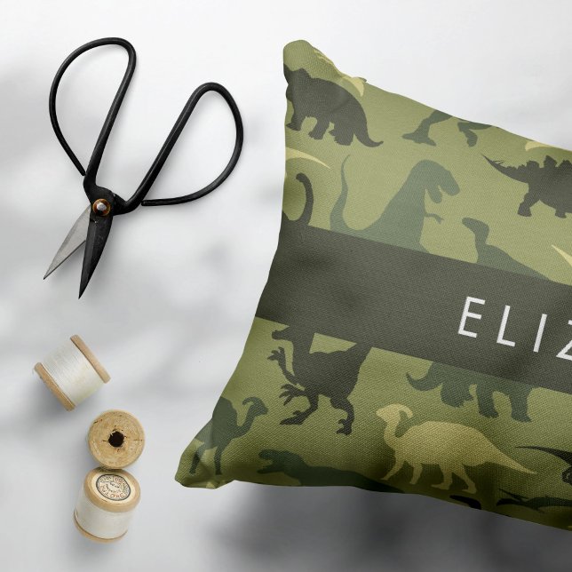 Dinosaur Pattern, Dinosaur Silhouette, Your Name Decorative Cushion (Creator Uploaded)