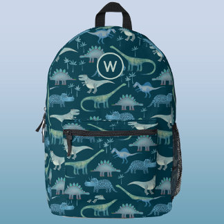 Dinosaur Pattern Monogram Initial Personalised Printed Backpack