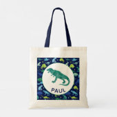 Dinosaur Pattern Personalised Kids T-Rex Tote Bag (Back)