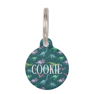 Dinosaur pattern pet tag