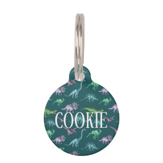 Dinosaur pattern pet tag