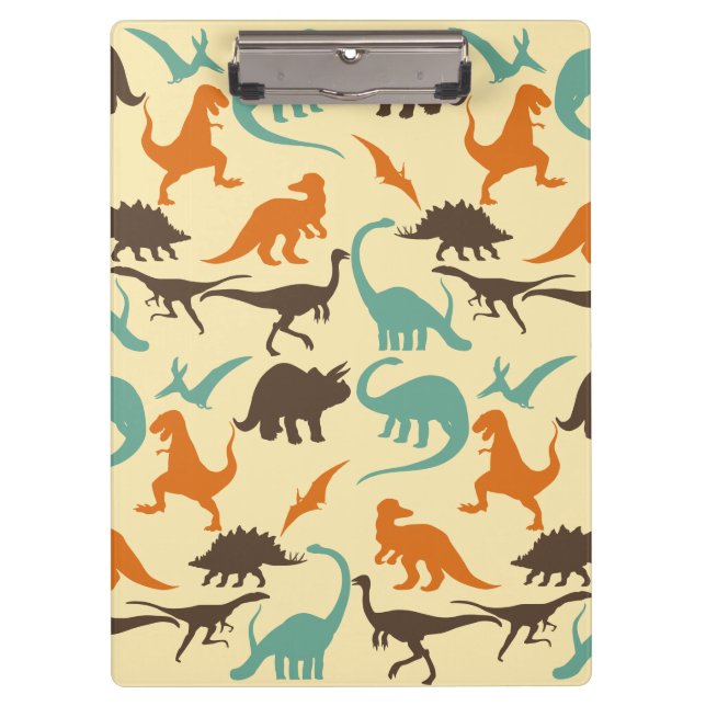 Dinosaur Pattern Silhouette Clipboard (Front)
