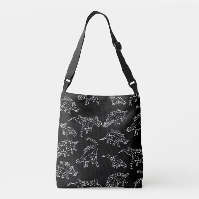 Dinosaur Pattern Silhouette Crossbody Bag (Back)