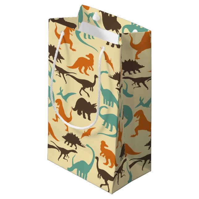 Dinosaur Pattern Silhouette Small Gift Bag (Front Angled)