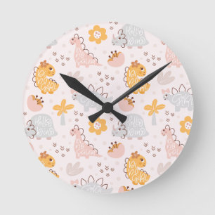dinosaur pattern that will capture every child's  round clock