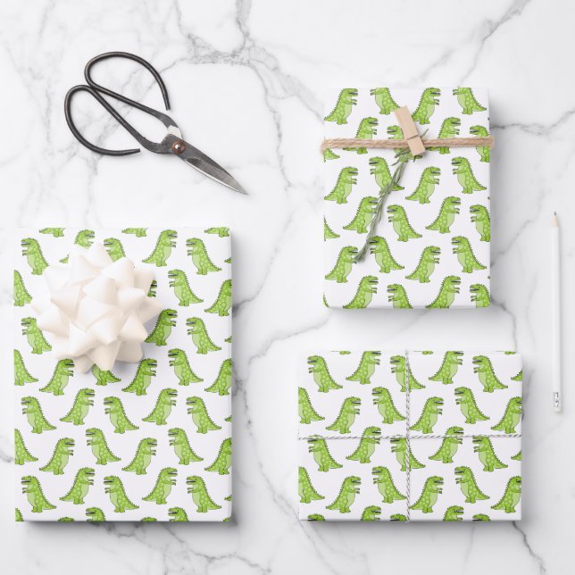 Dinosaur Pattern Wrapping Paper Sheet (Front)