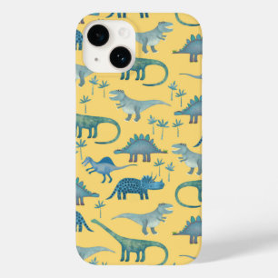 Dinosaur Pattern Yellow Case-Mate iPhone 14 Case