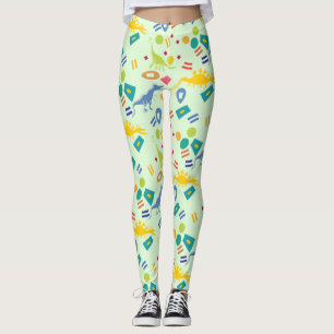 Dinosaur Patterned Abstract Colourful Leggings