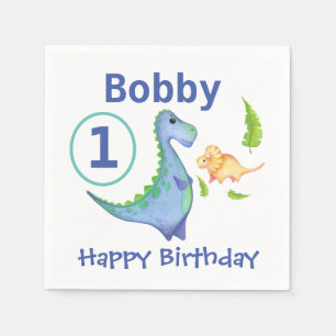 Dinosaur Personalise 1st Birthday Little Boy's Napkin
