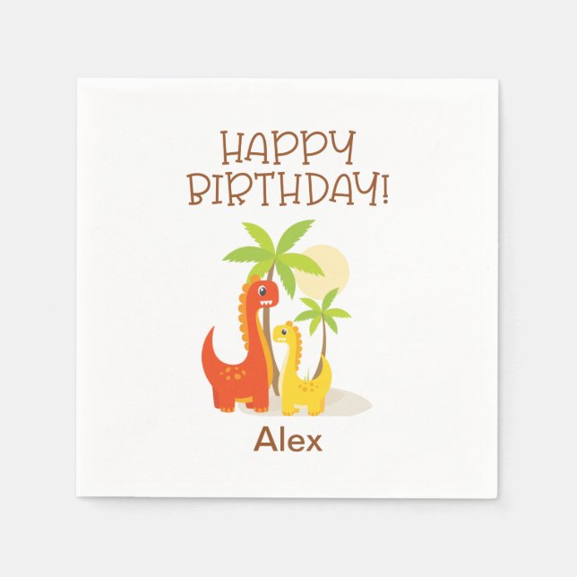 Dinosaur Personalised Birthday Party Napkin (Front)