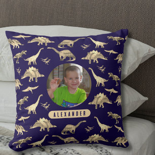 Dinosaur Personalised Boys Photo and Name Cushion