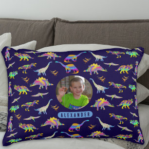 Dinosaur Personalised Boys Photo and Name Decorative Cushion