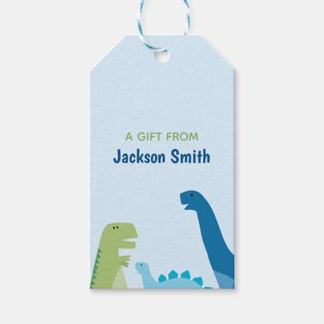 Dinosaur Personalised Gift Tags (Front)