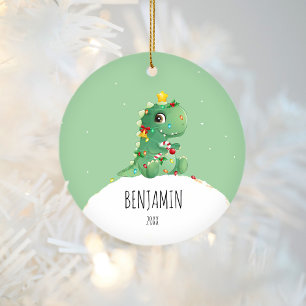 Dinosaur Personalised Name Christmas Ornament