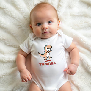 Dinosaur Personalised Name Funny cute   Baby Bodysuit