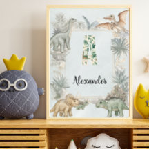 Dinosaur Personalised Name Monogram A Nursery