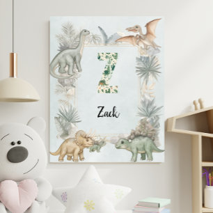 Dinosaur Personalised Name Monogram Z Nursery Poster