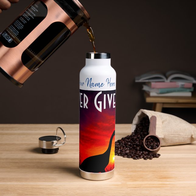 Dinosaur Personalised name & text  Water Bottle (Coffee)