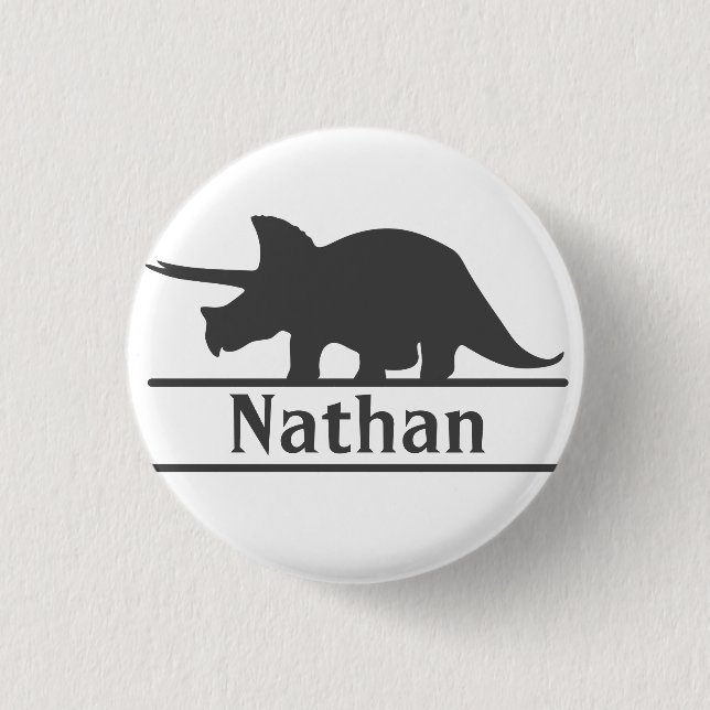 Dinosaur Personalised Name Triceratops 3 Cm Round Badge (Front)