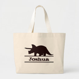 Dinosaur Personalised Name Triceratops Tote Bag