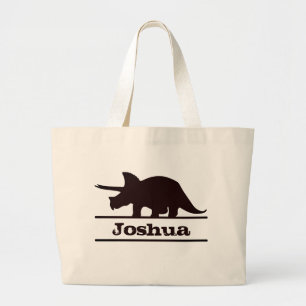 Dinosaur Personalised Name Triceratops Tote Bag