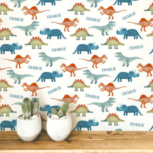 Dinosaur Personalised Name Wallpaper