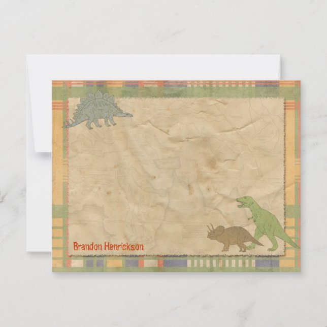 Dinosaur Personalised Note Cards (Front)
