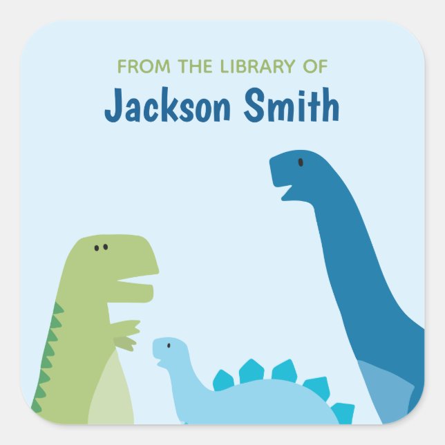 Dinosaur Personalised  Square Sticker (Front)