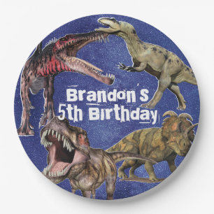Dinosaur Personalised T-Rex Boys Birthday Party Paper Plate